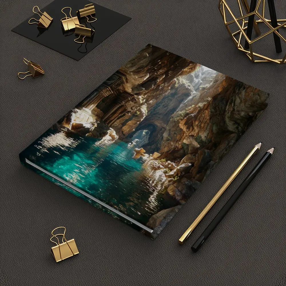 Ancient Cave Temple With Turquoise Water – Notebooks