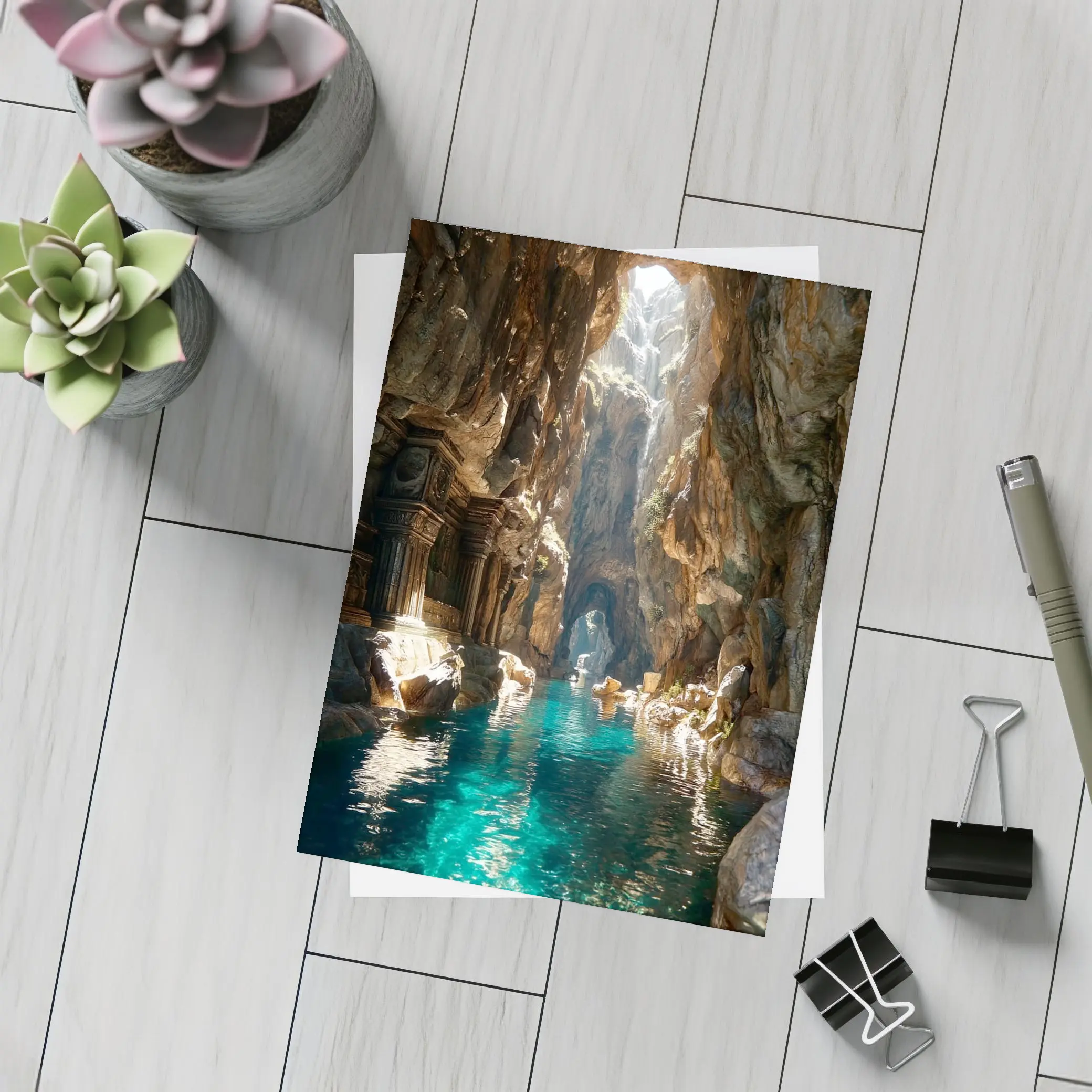 Ancient Cave Temple With Turquoise Water – Postcards