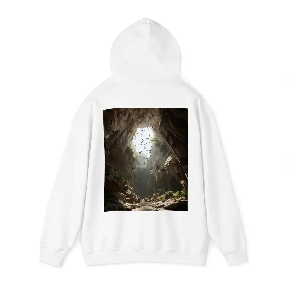Cave Opening With Bats Flying Above – Hoodies