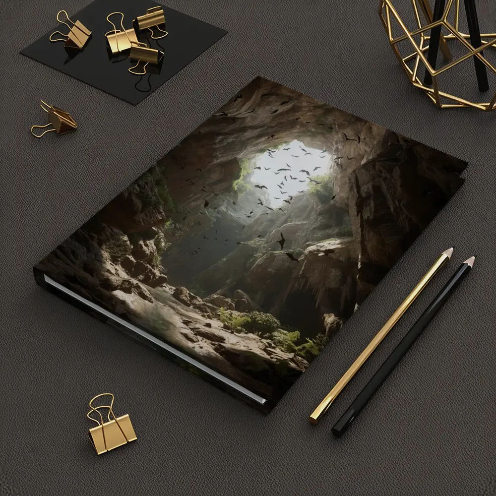 Cave Opening With Bats Flying Above – Notebooks