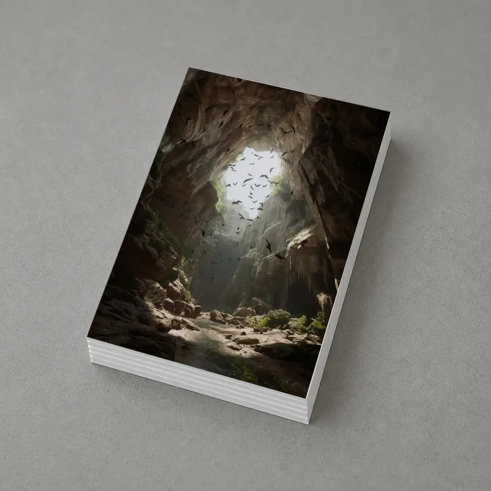 Cave Opening With Bats Flying Above – Postcards