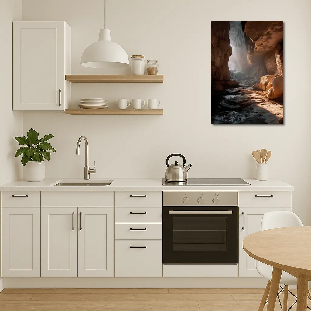 Ancient Cave Interior Warm Light Rays – Wall Art