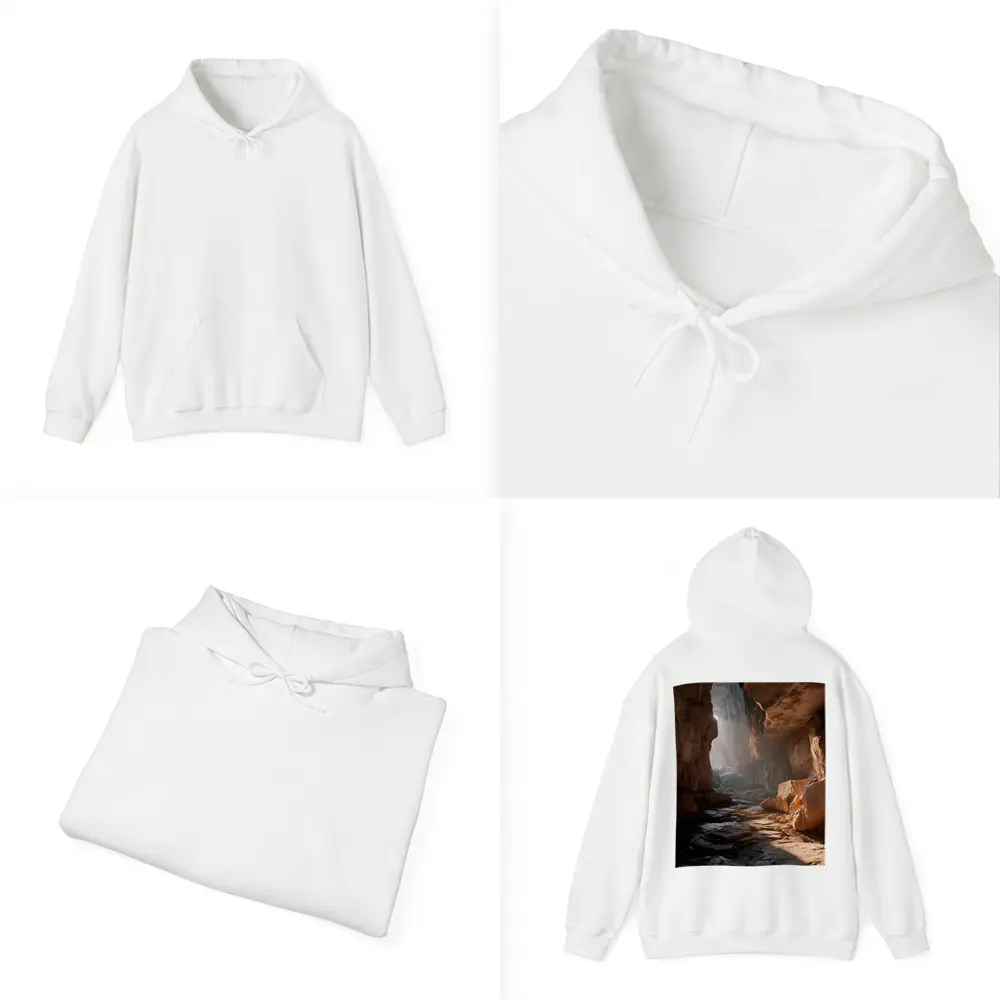 Ancient Cave Interior Warm Light Rays – Hoodies