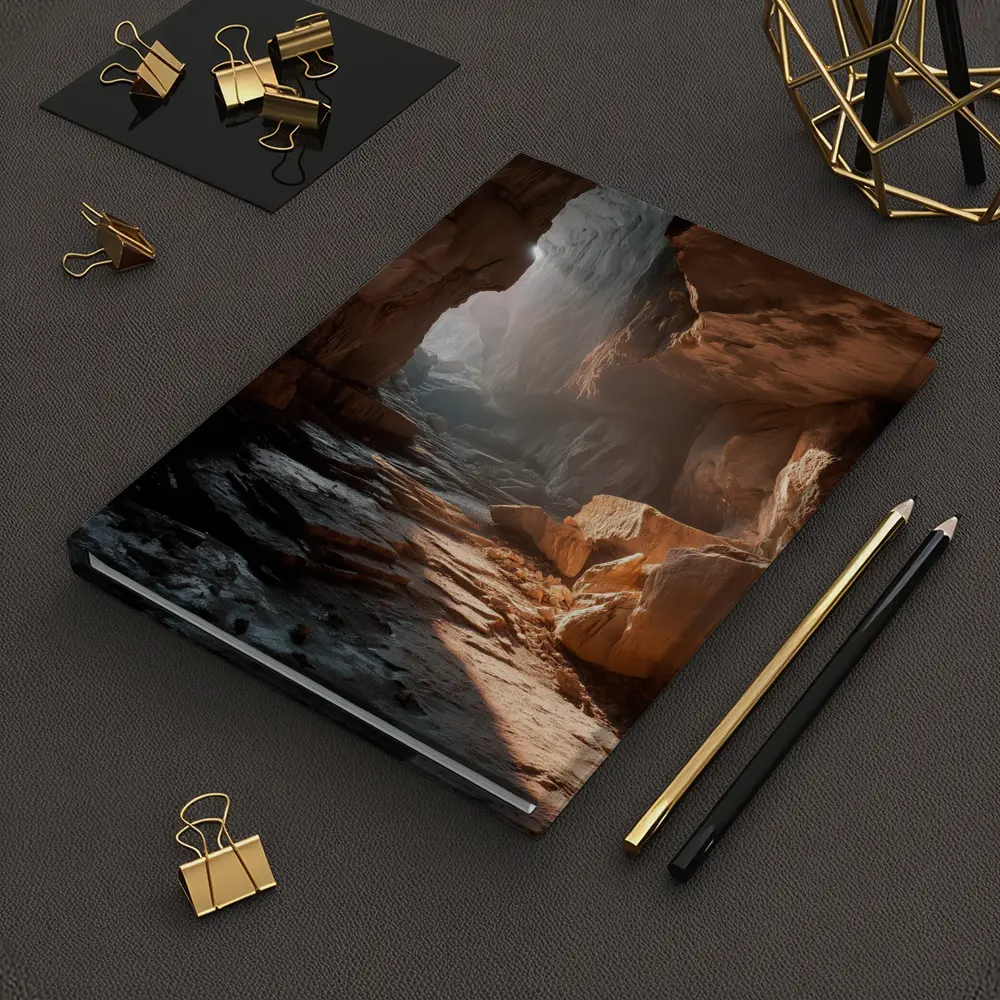 Ancient Cave Interior Warm Light Rays – Notebooks