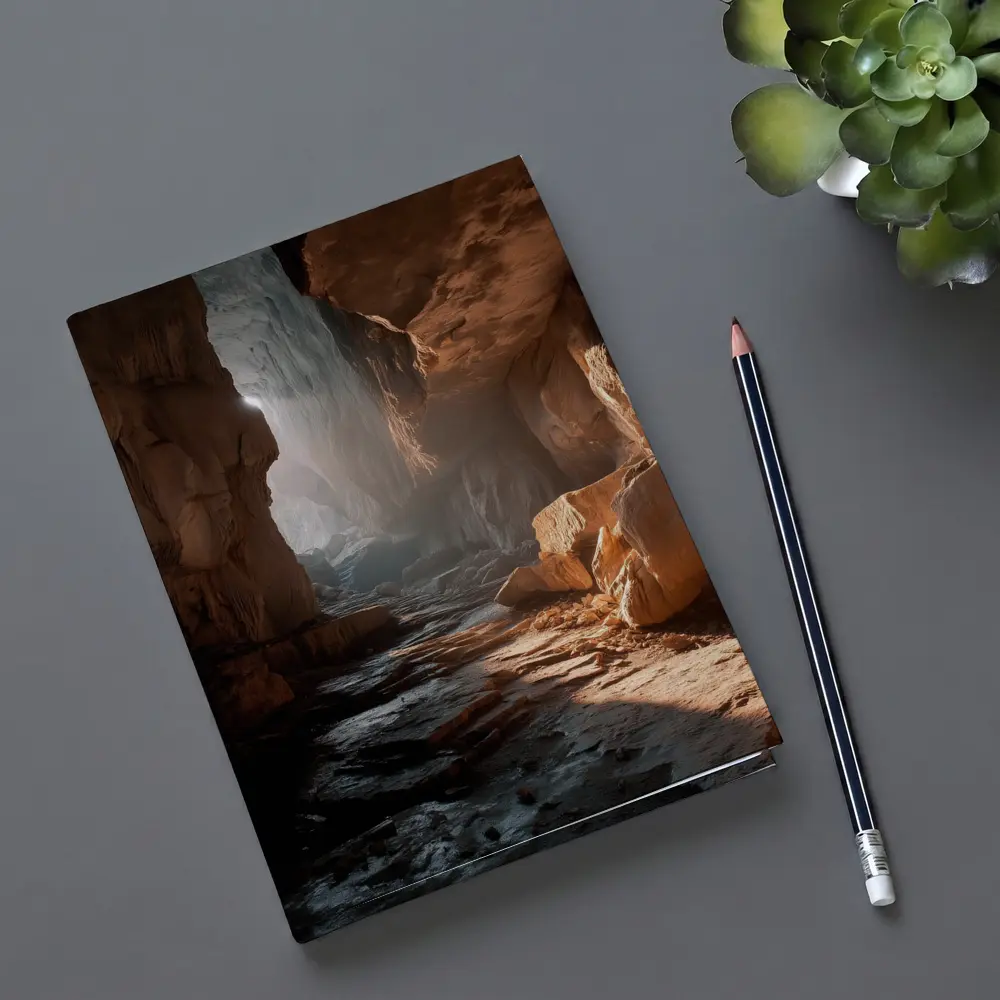 Ancient Cave Interior Warm Light Rays – Notebooks