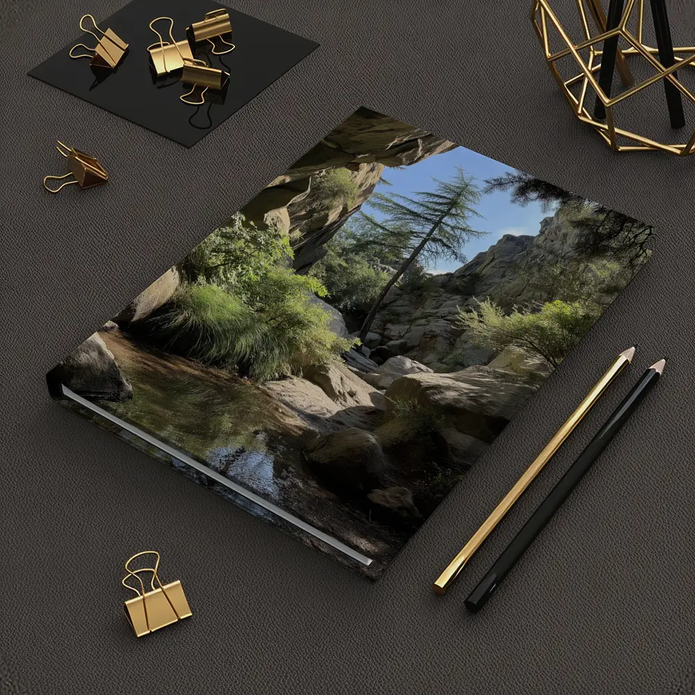 Rocky Canyon Creek With Tall Pine Tree – Notebooks