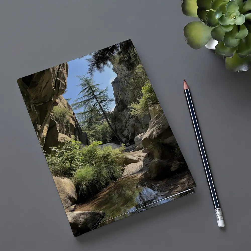 Rocky Canyon Creek With Tall Pine Tree – Notebooks