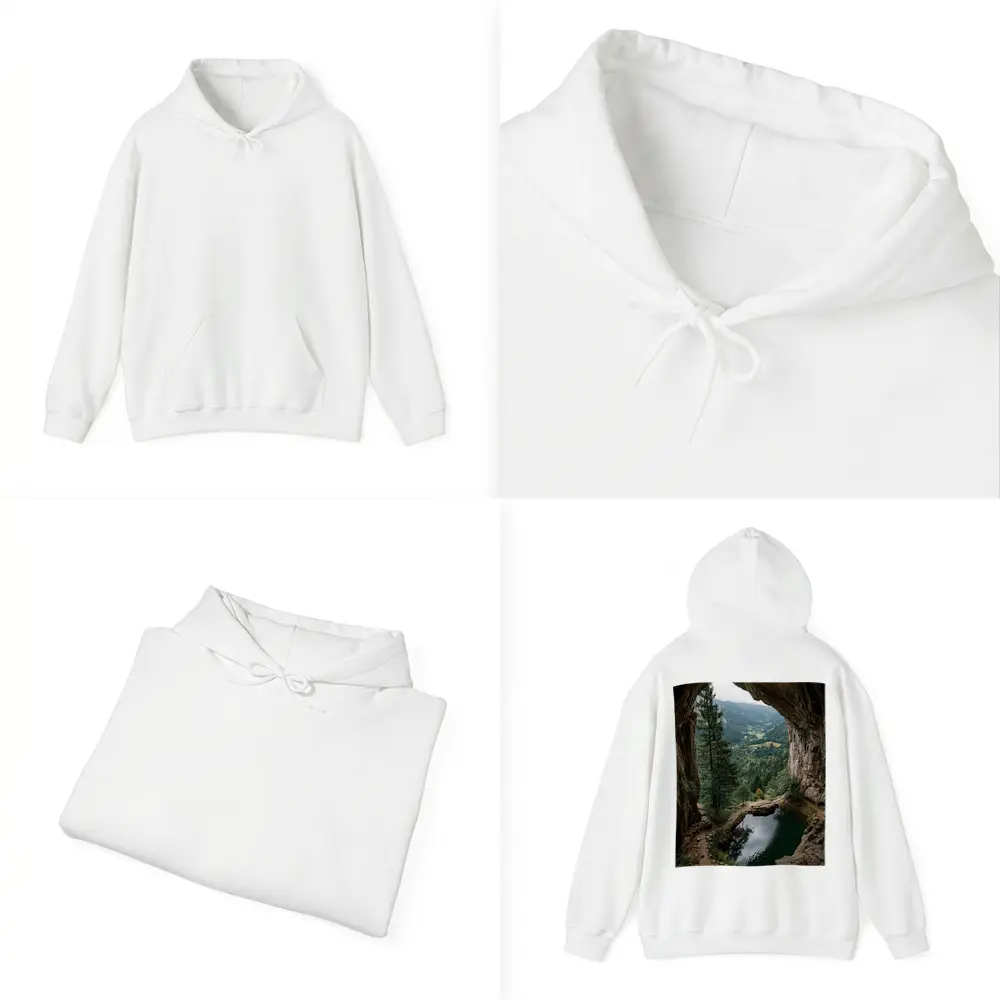 Cave Opening Mountain Valley Forest View – Hoodies
