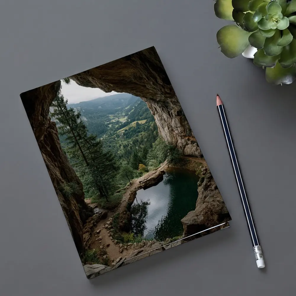 Cave Opening Mountain Valley Forest View – Notebooks