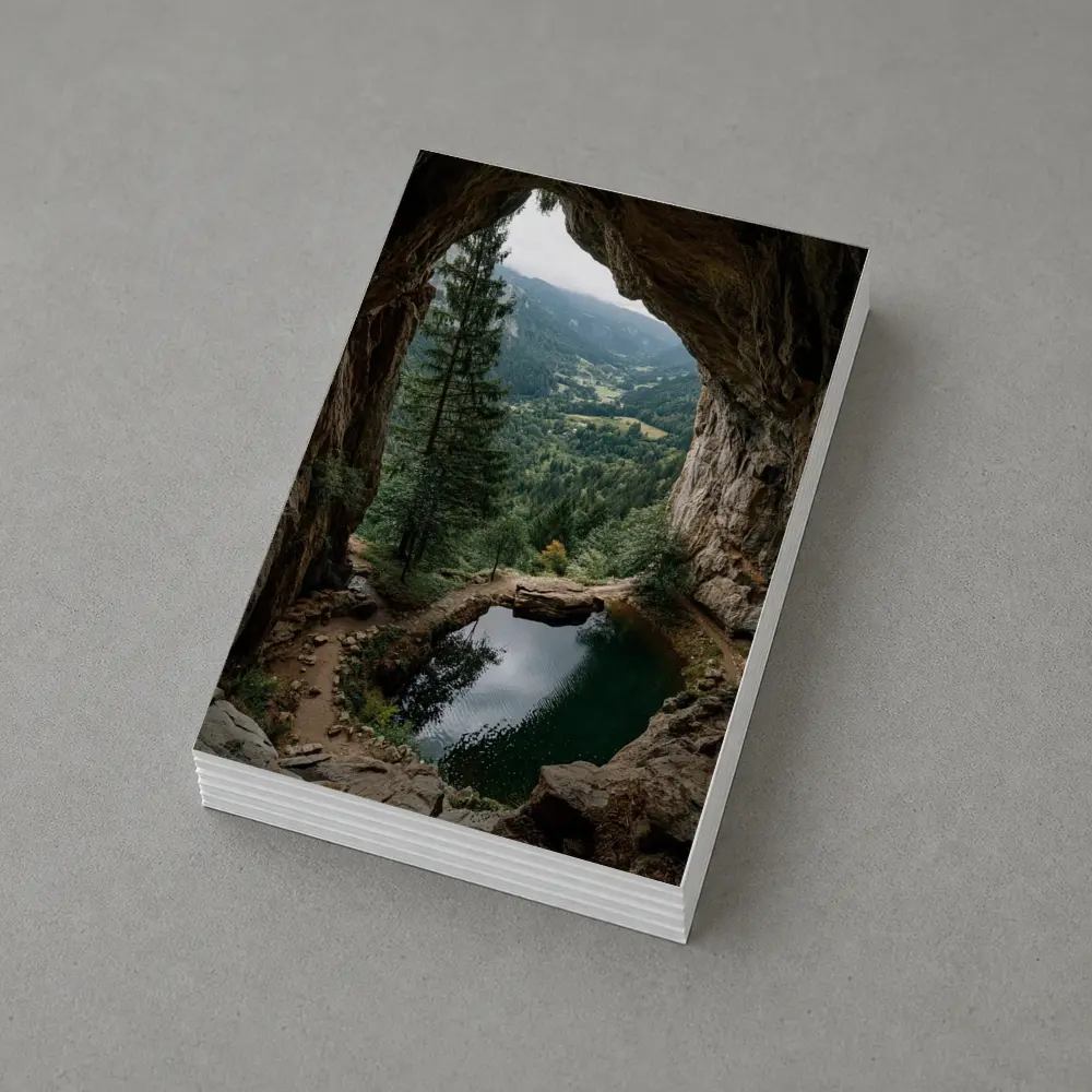 Cave Opening Mountain Valley Forest View – Postcards