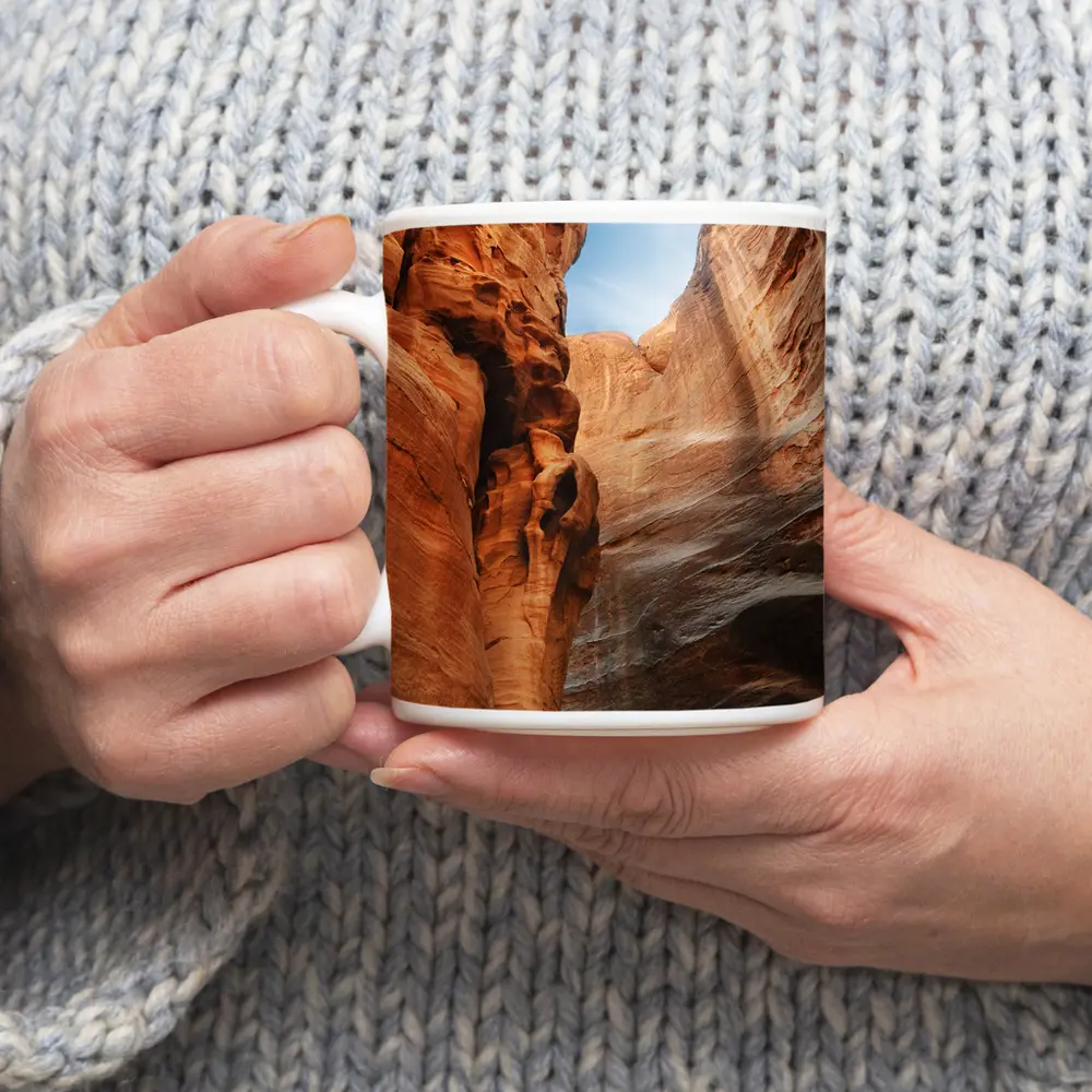 Red Rock Slot Canyon Blue Sky – Mugs