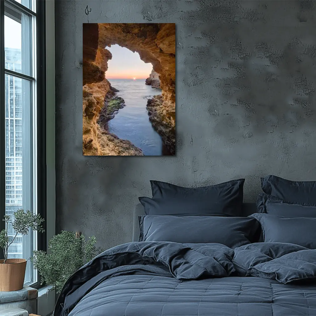 Sea Cave Arch Ocean Sunset Rocky Coast – Wall Art