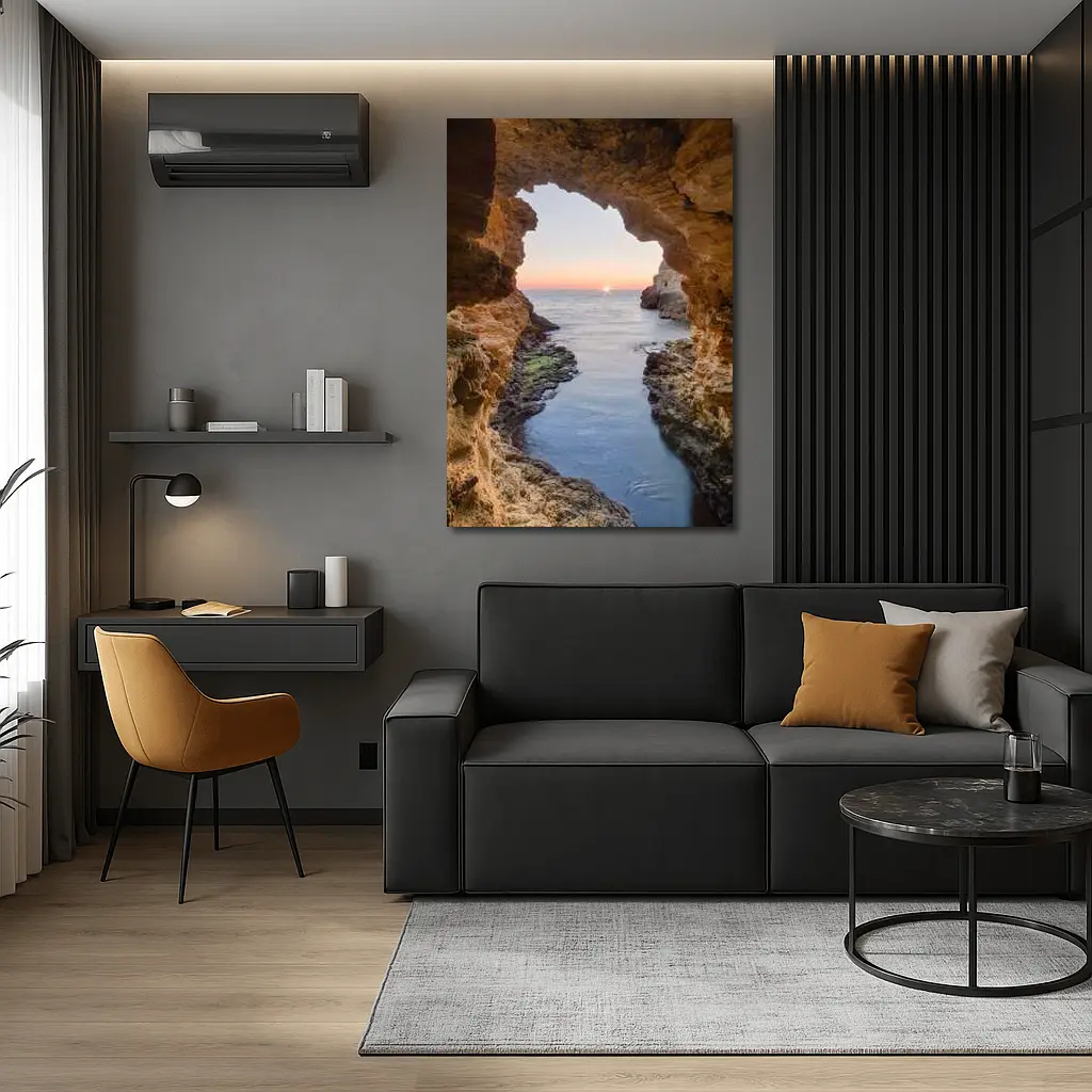 Sea Cave Arch Ocean Sunset Rocky Coast – Wall Art