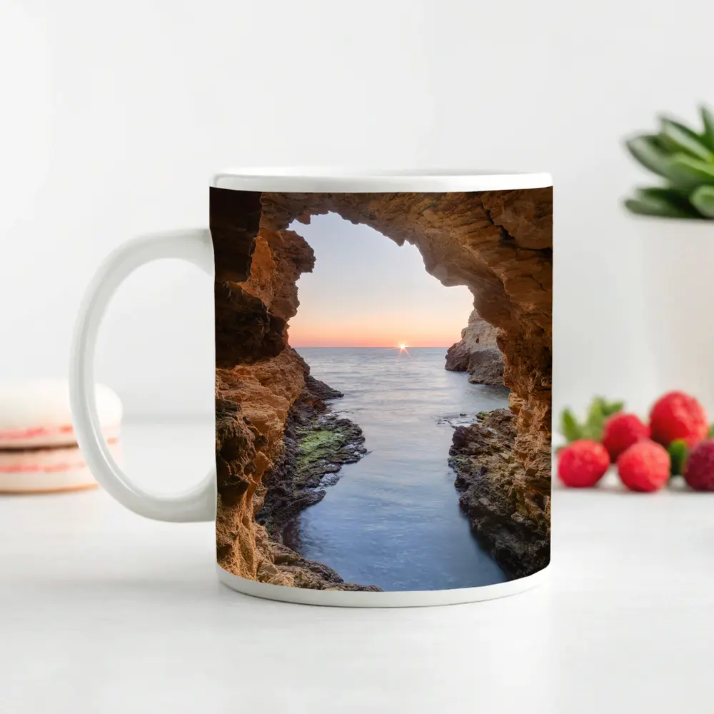 Sea Cave Arch Ocean Sunset Rocky Coast – Mugs
