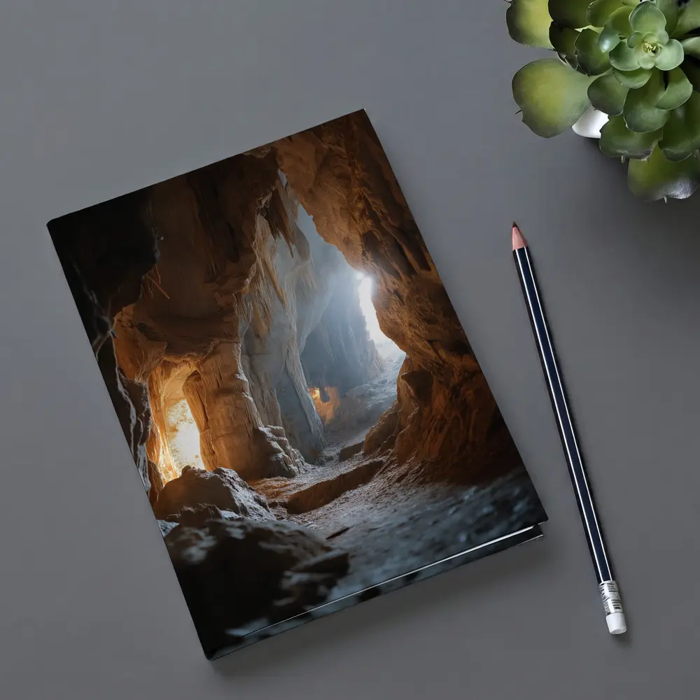 Ancient Cave Interior With Glowing Light – Notebooks