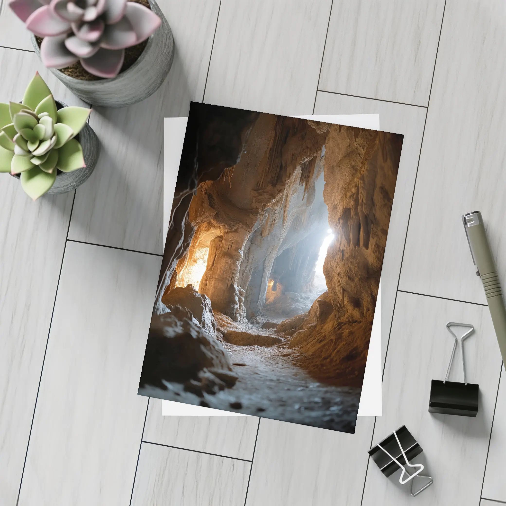 Ancient Cave Interior With Glowing Light – Postcards
