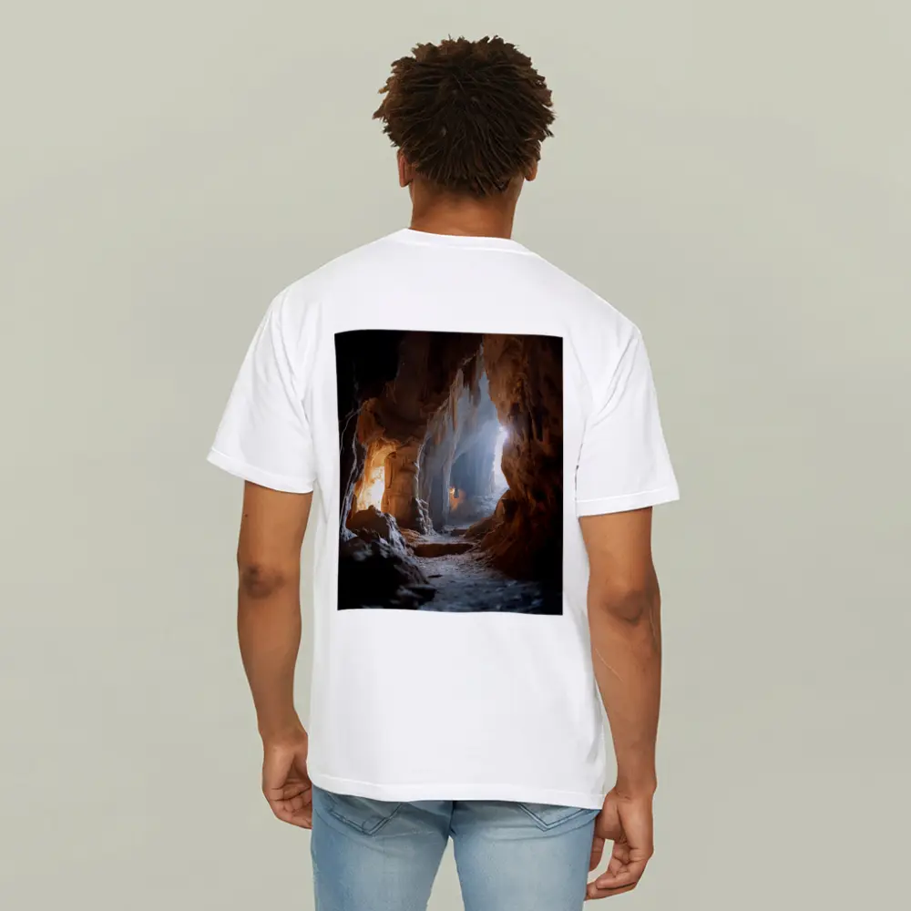 Ancient Cave Interior With Glowing Light – T-Shirts