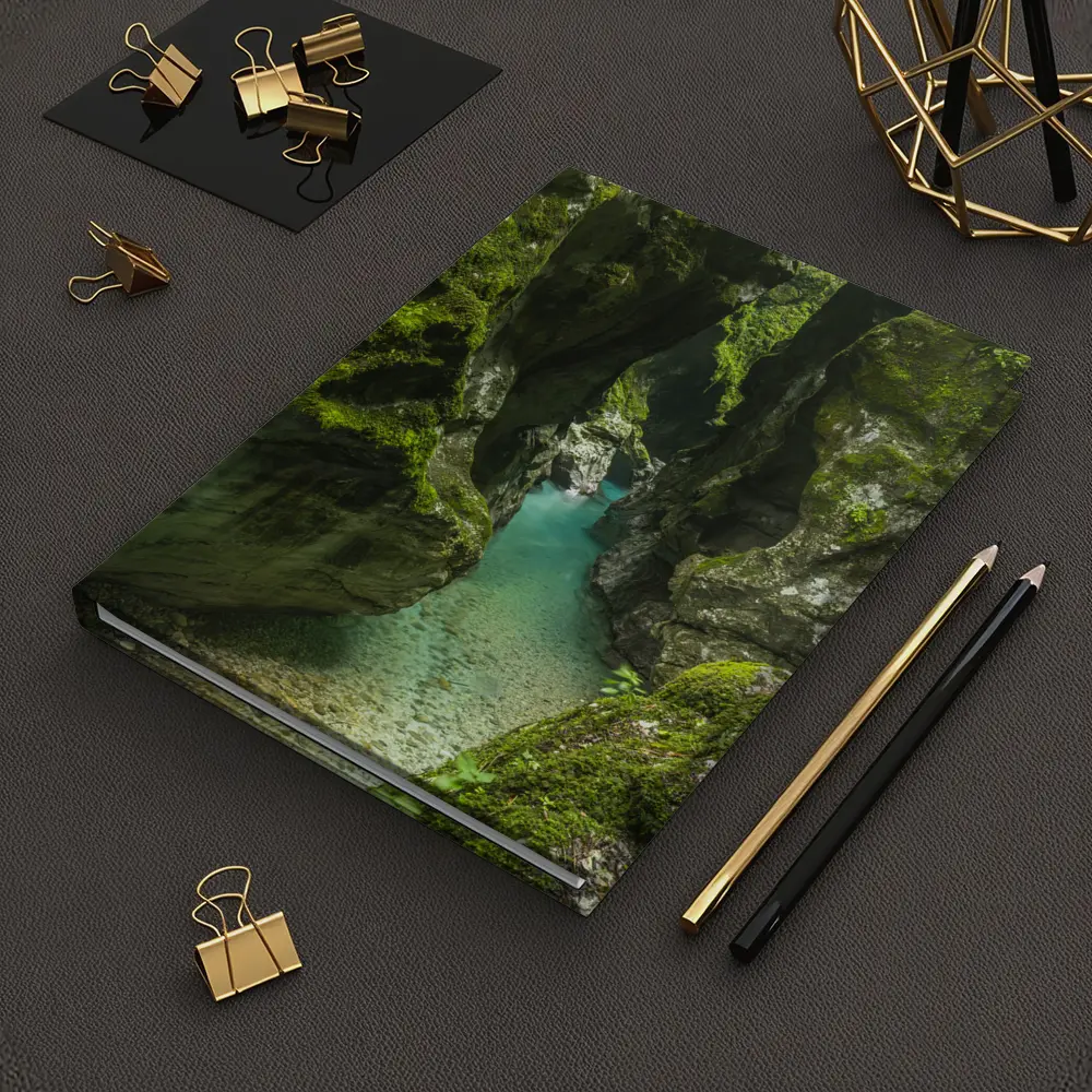Narrow Mossy Canyon With Turquoise River – Notebooks