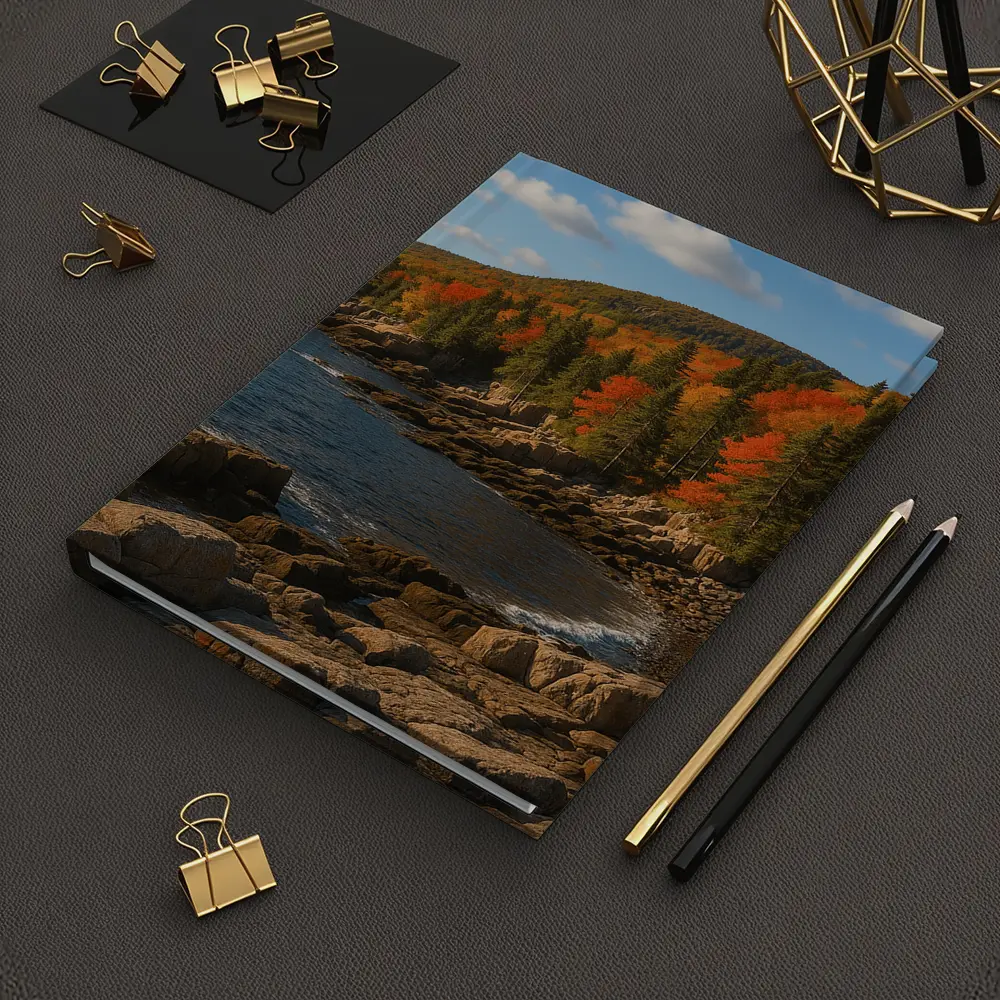 Acadia Rocky Coastline Autumn Forest Landscape – Notebooks
