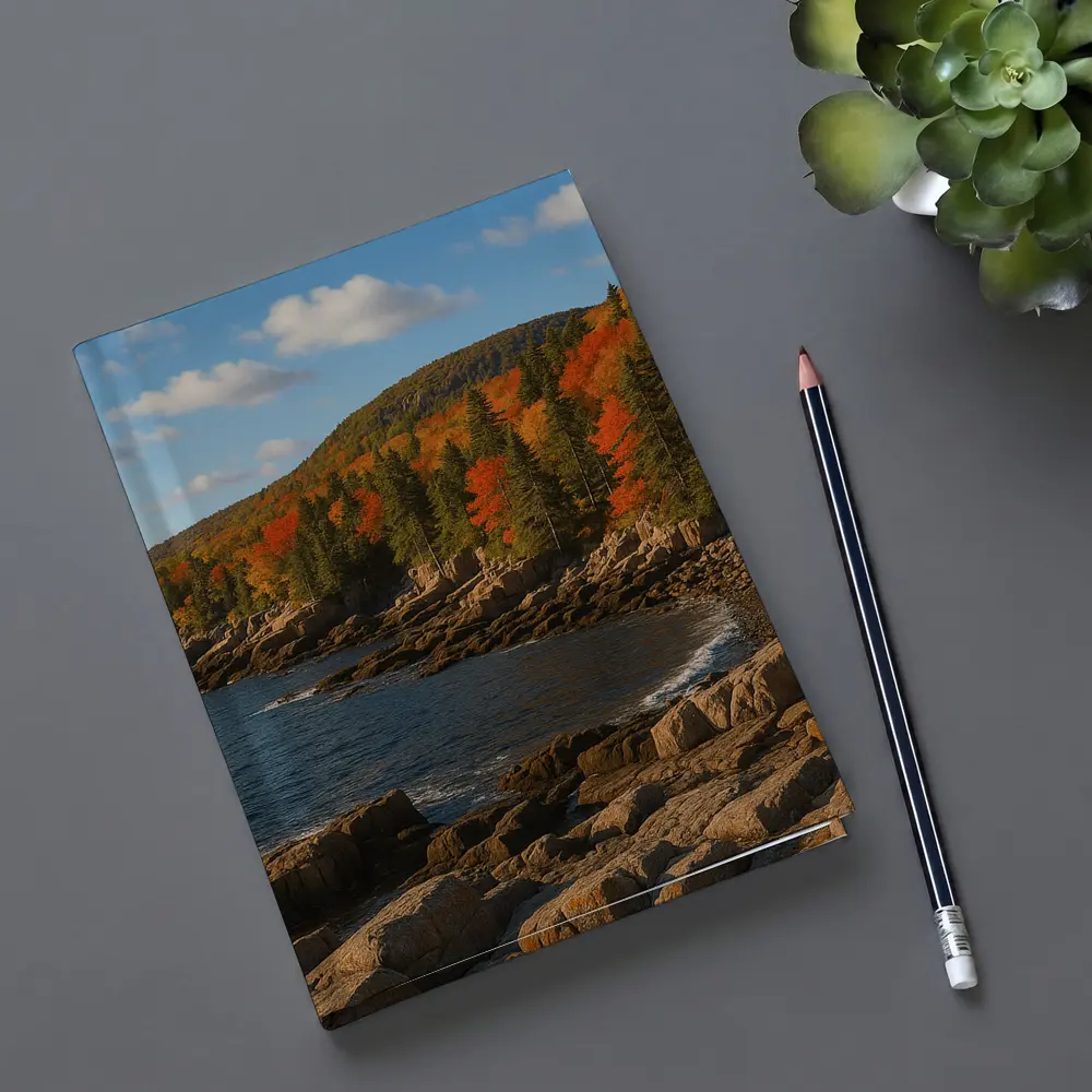 Acadia Rocky Coastline Autumn Forest Landscape – Notebooks