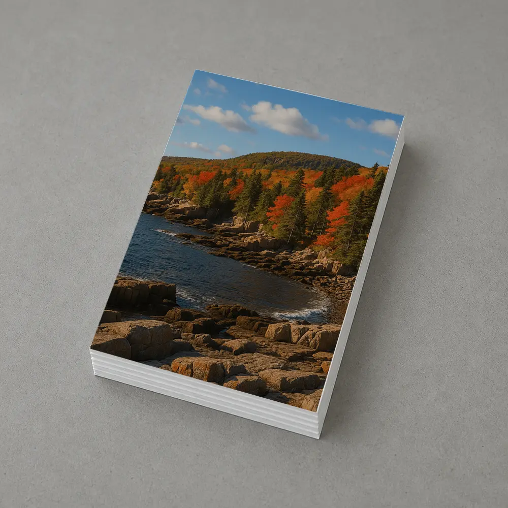 Acadia Rocky Coastline Autumn Forest Landscape – Postcards