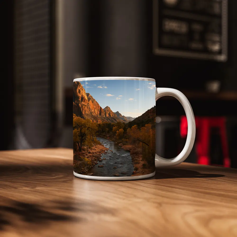 Zion Canyon River Autumn Red Cliffs – Mugs