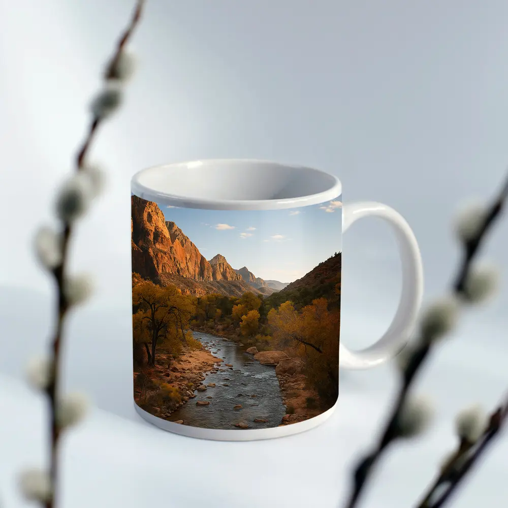 Zion Canyon River Autumn Red Cliffs – Mugs