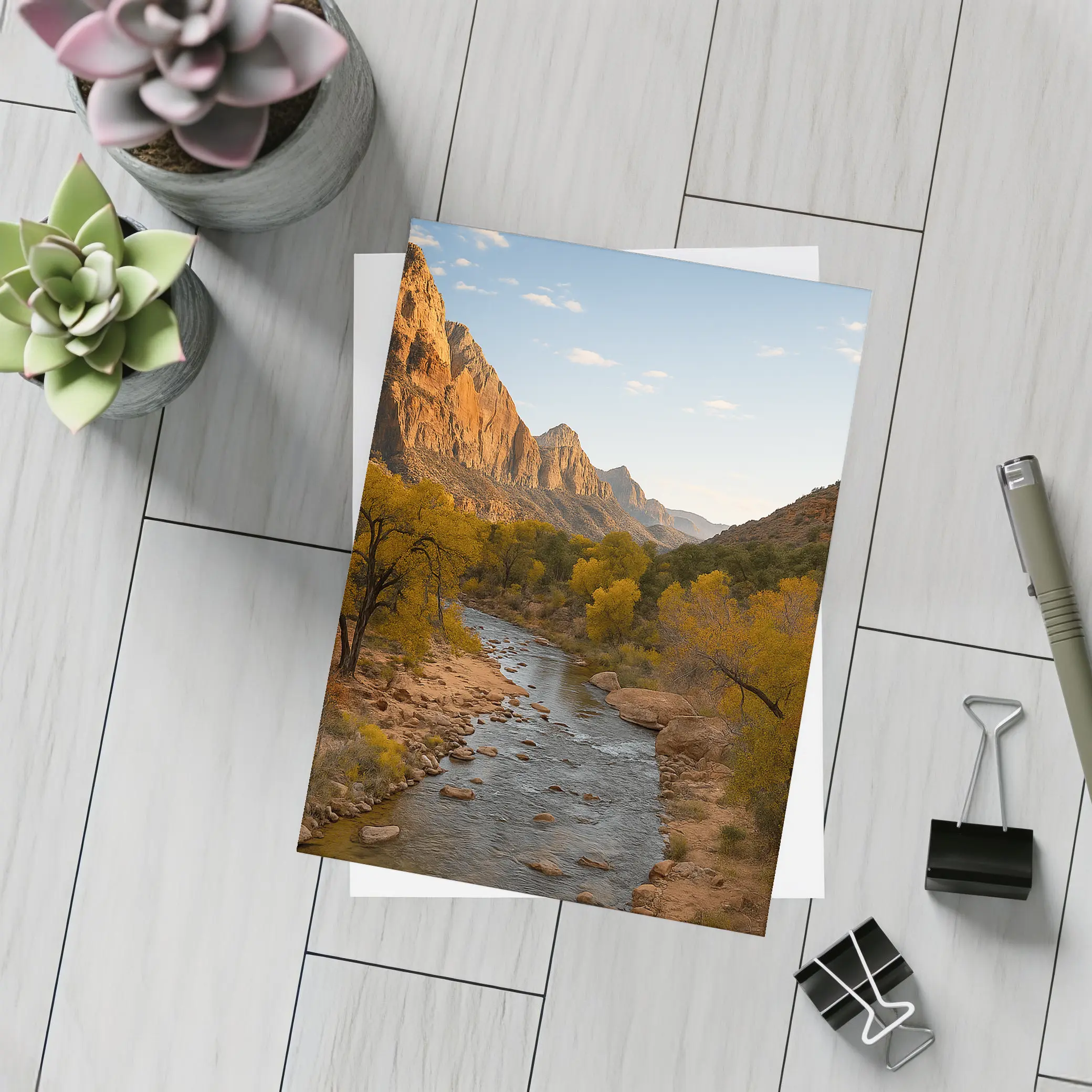 Zion Canyon River Autumn Red Cliffs – Postcards