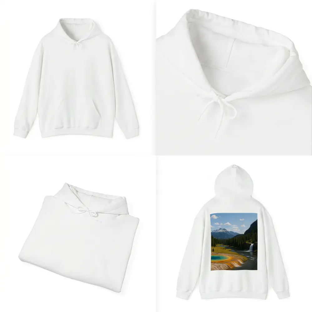 Yellowstone Hot Spring Forest Mountain Waterfall – Hoodies