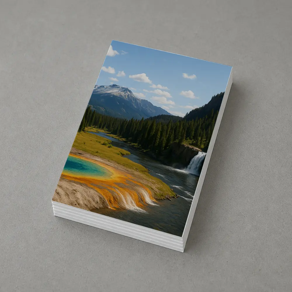 Yellowstone Hot Spring Forest Mountain Waterfall – Postcards