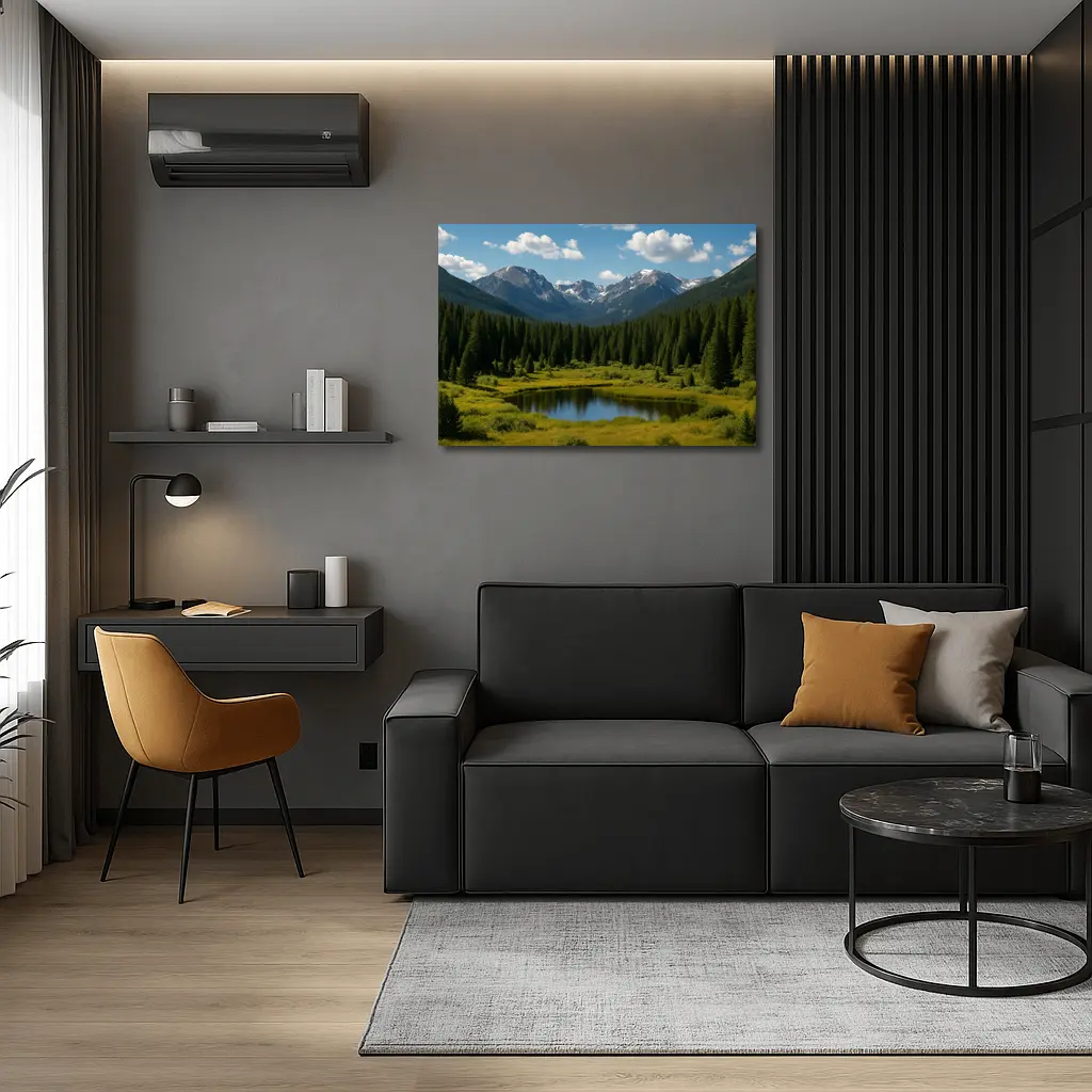 Alpine Mountain Lake Forest Green Landscape – Wall Art