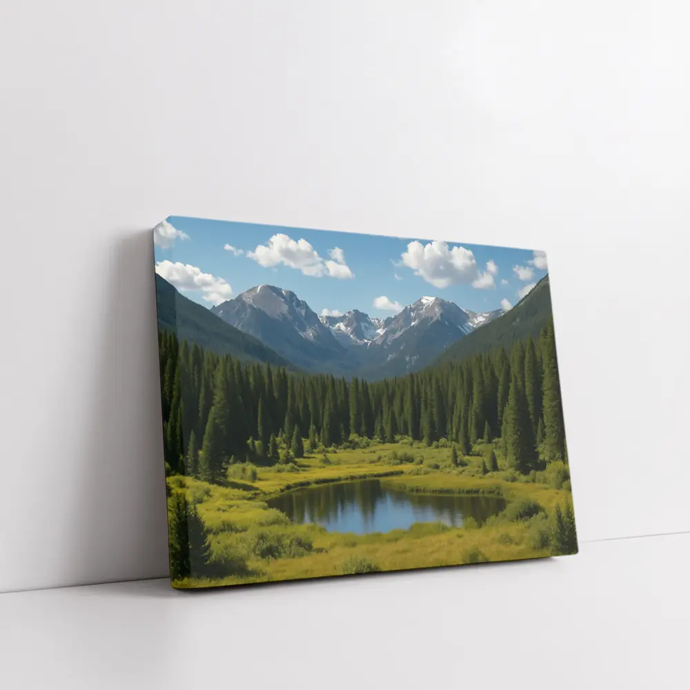 Alpine Mountain Lake Forest Green Landscape – Wall Art
