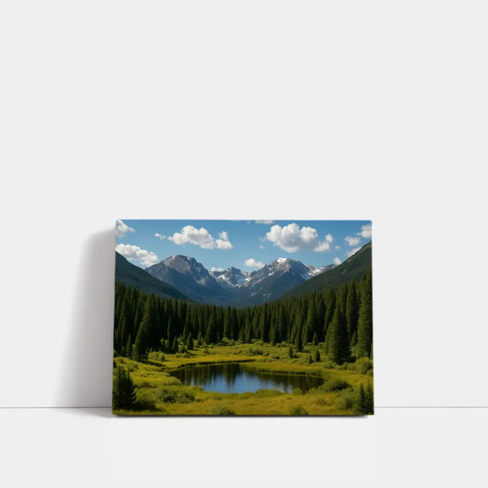 Alpine Mountain Lake Forest Green Landscape – Wall Art