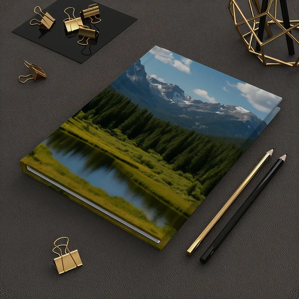 Alpine Mountain Lake Forest Green Landscape – Notebooks