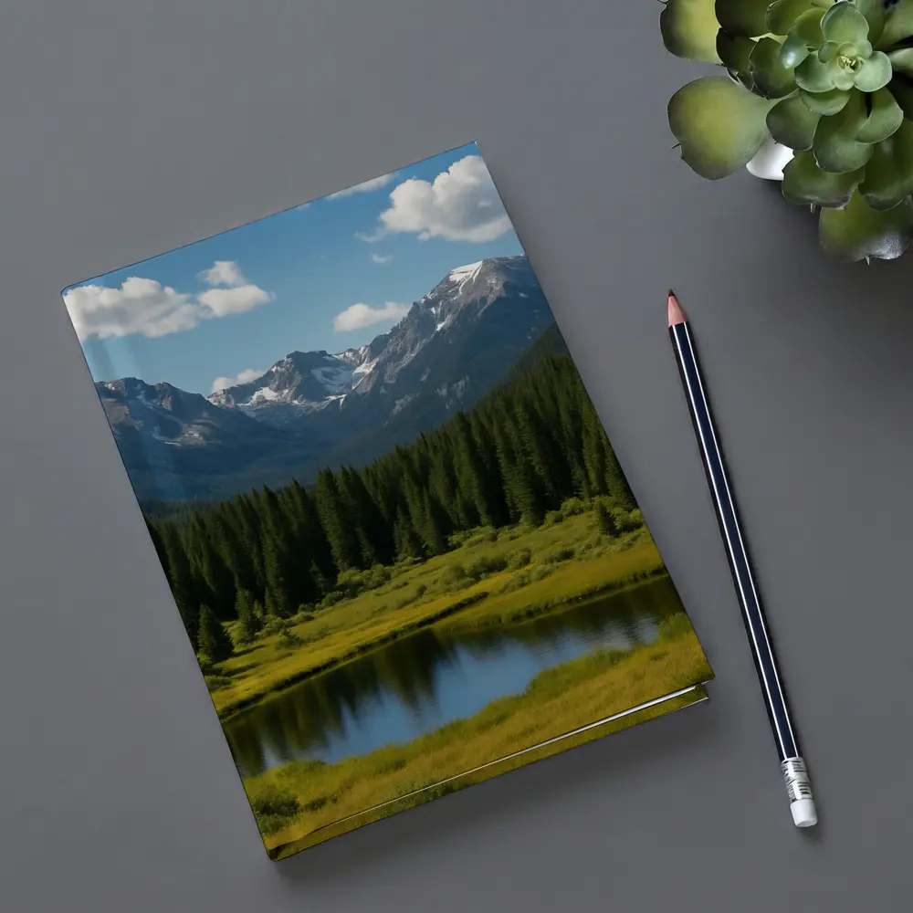 Alpine Mountain Lake Forest Green Landscape – Notebooks