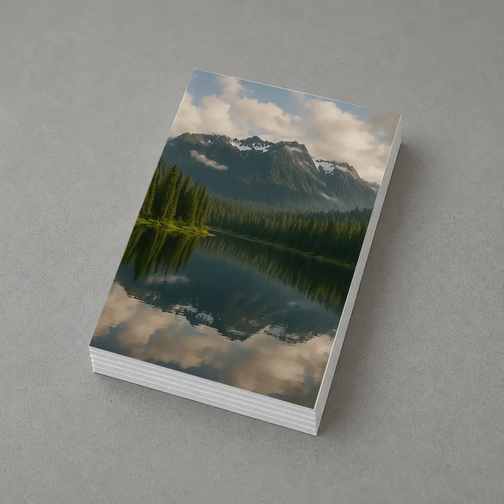 Mountain Lake Reflection Pine Forest Landscape – Postcards