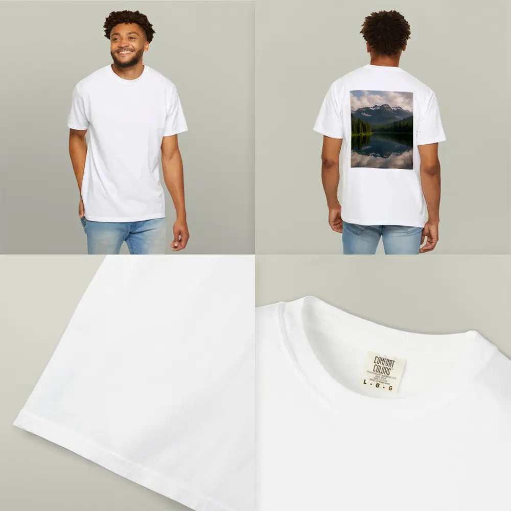 Mountain Lake Reflection Pine Forest Landscape – T-Shirts