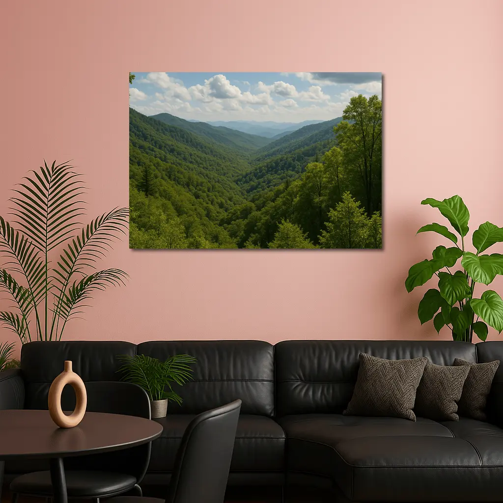 Green Mountain Forest Valley Summer Landscape – Wall Art