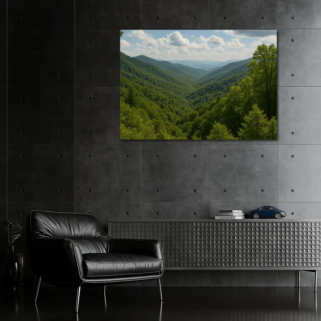 Green Mountain Forest Valley Summer Landscape – Wall Art