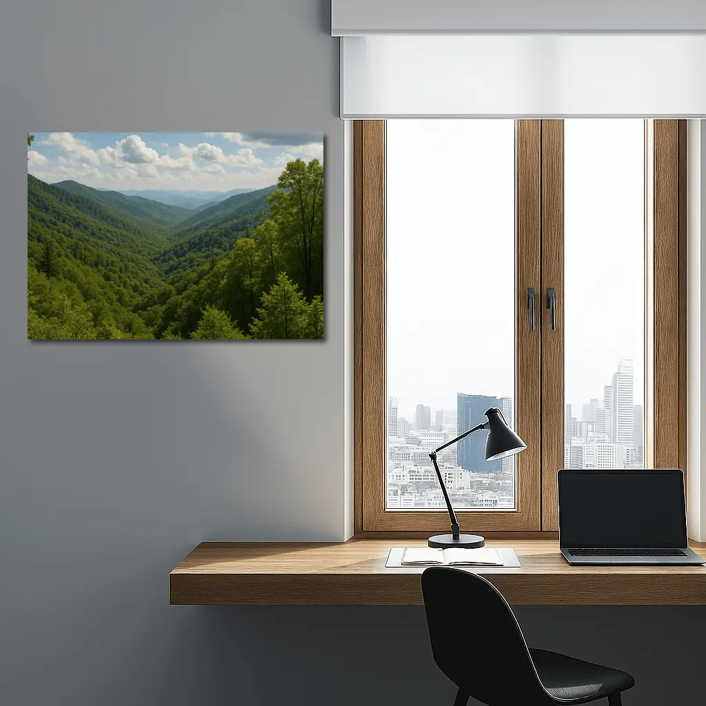 Green Mountain Forest Valley Summer Landscape – Wall Art