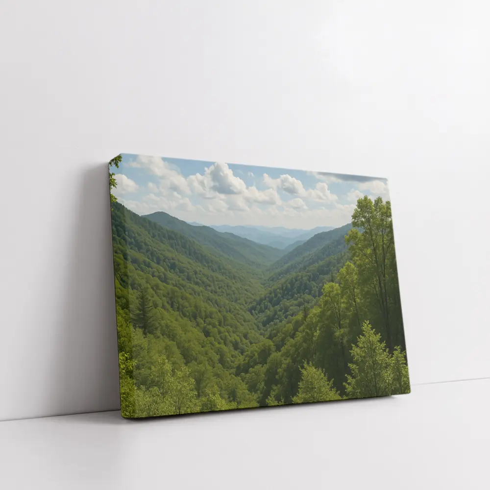 Green Mountain Forest Valley Summer Landscape – Wall Art