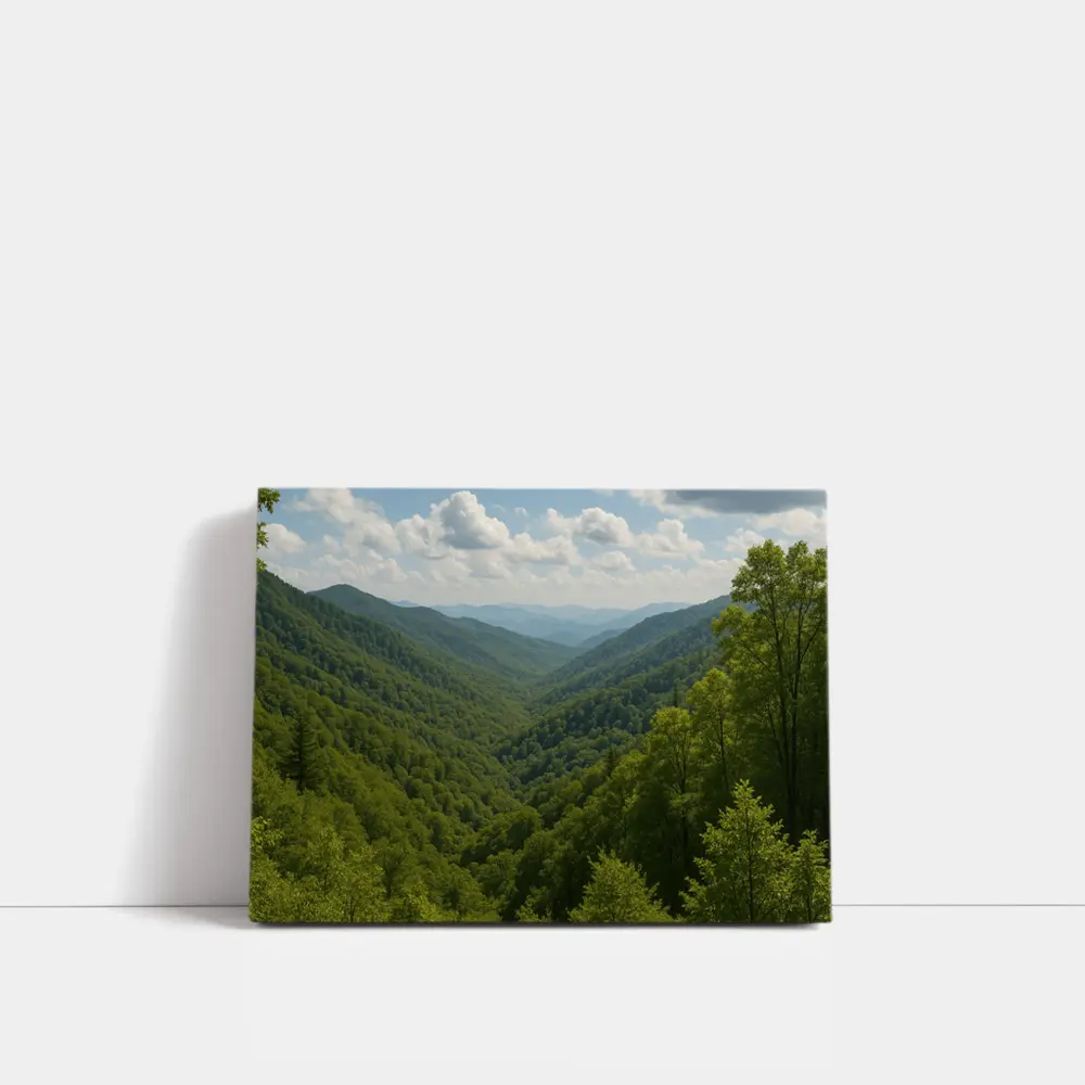 Green Mountain Forest Valley Summer Landscape – Wall Art