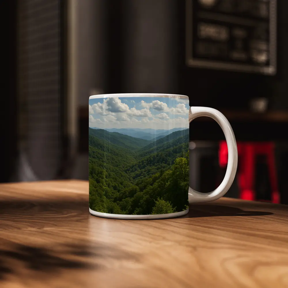 Green Mountain Forest Valley Summer Landscape – Mugs