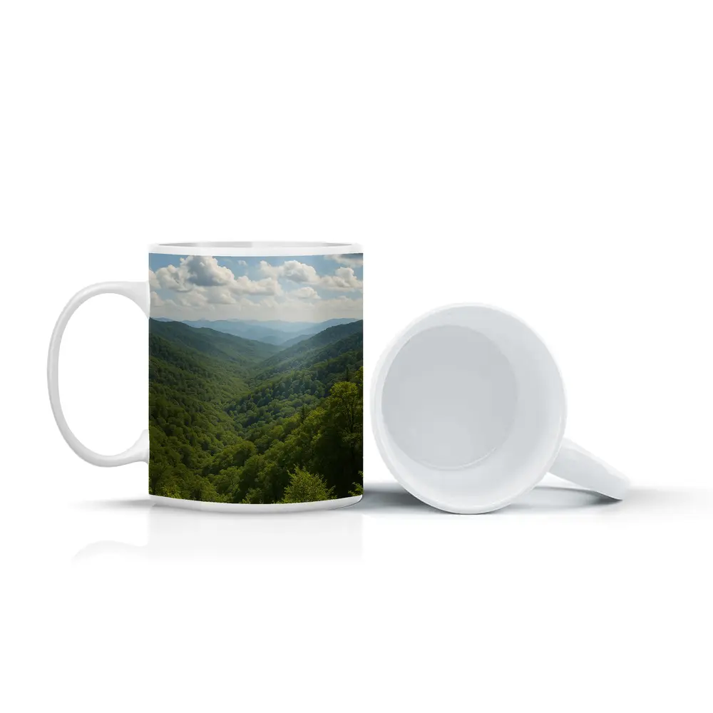 Green Mountain Forest Valley Summer Landscape – Mugs