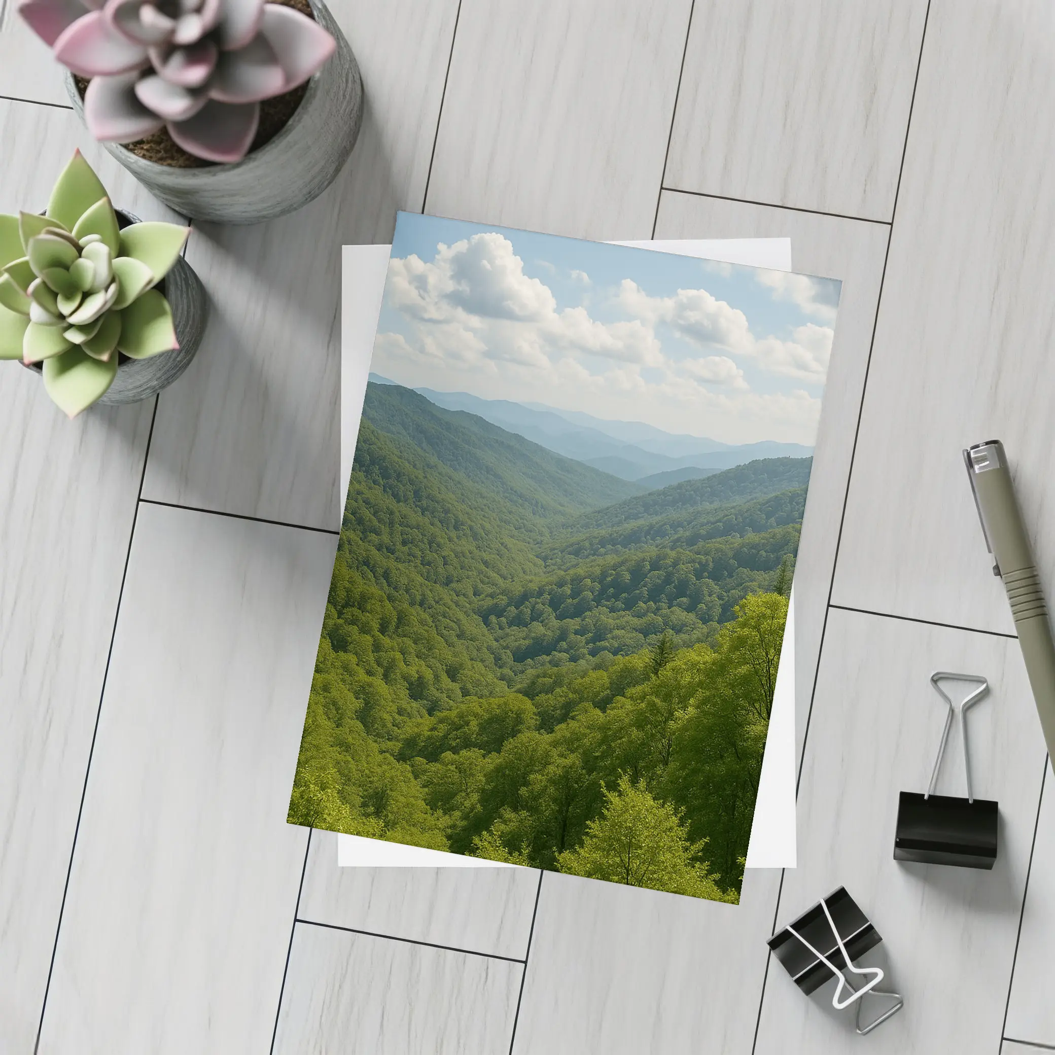 Green Mountain Forest Valley Summer Landscape – Postcards