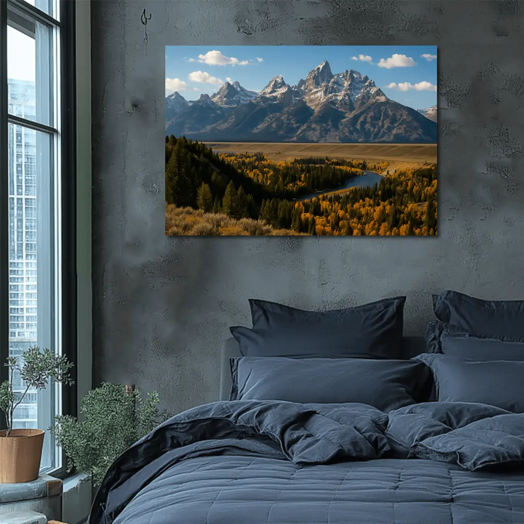 Grand Teton Mountains Snake River Autumn Valley – Wall Art