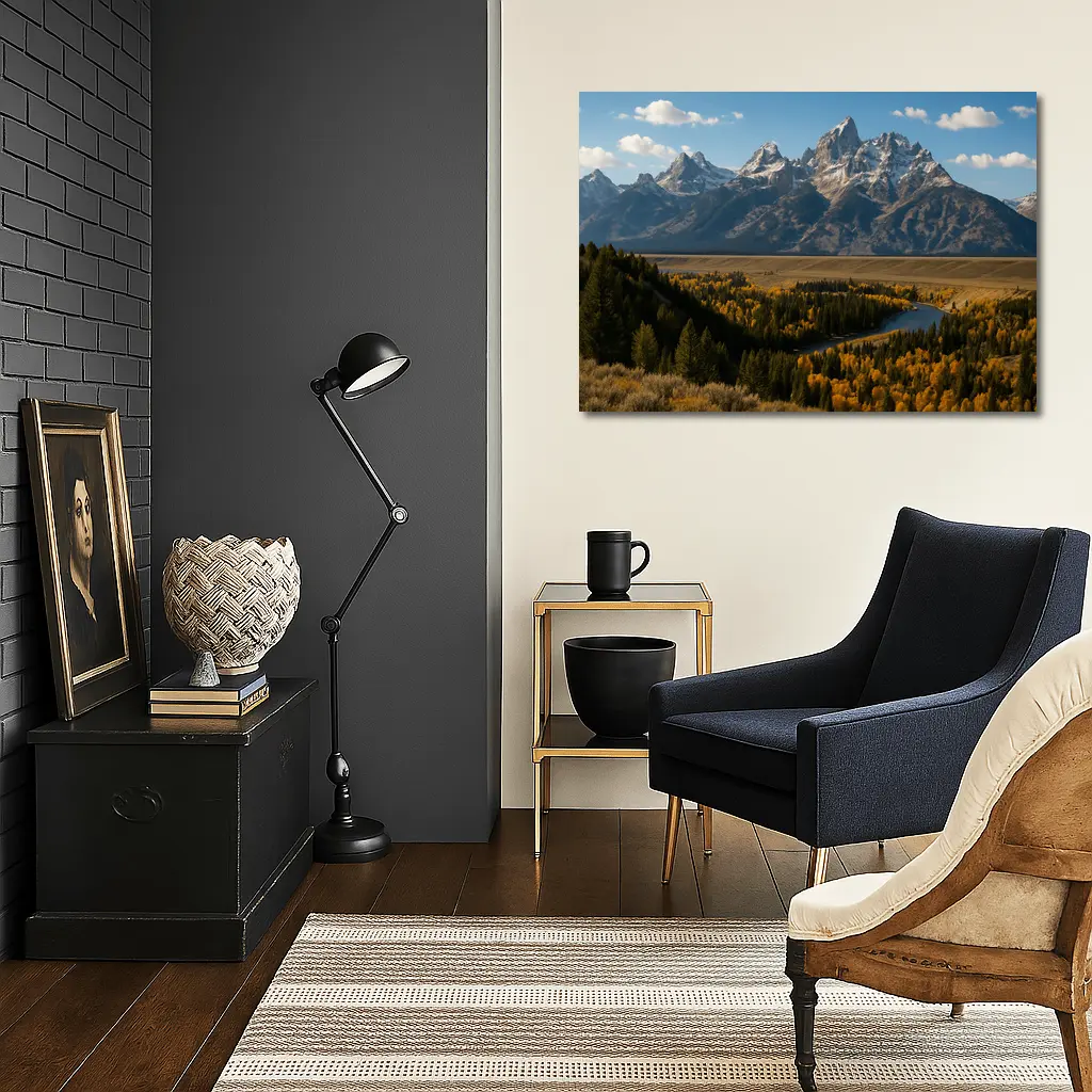 Grand Teton Mountains Snake River Autumn Valley – Wall Art