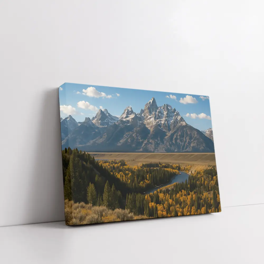 Grand Teton Mountains Snake River Autumn Valley – Wall Art