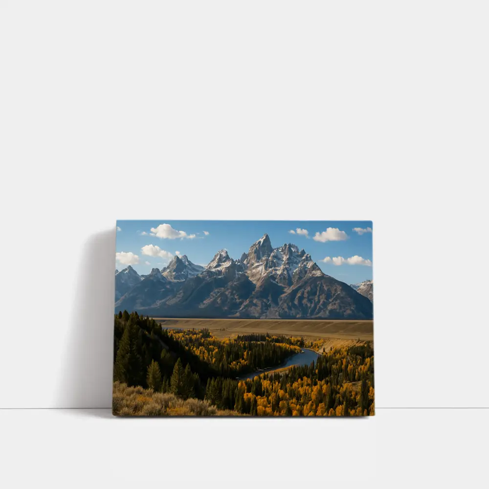 Grand Teton Mountains Snake River Autumn Valley – Wall Art