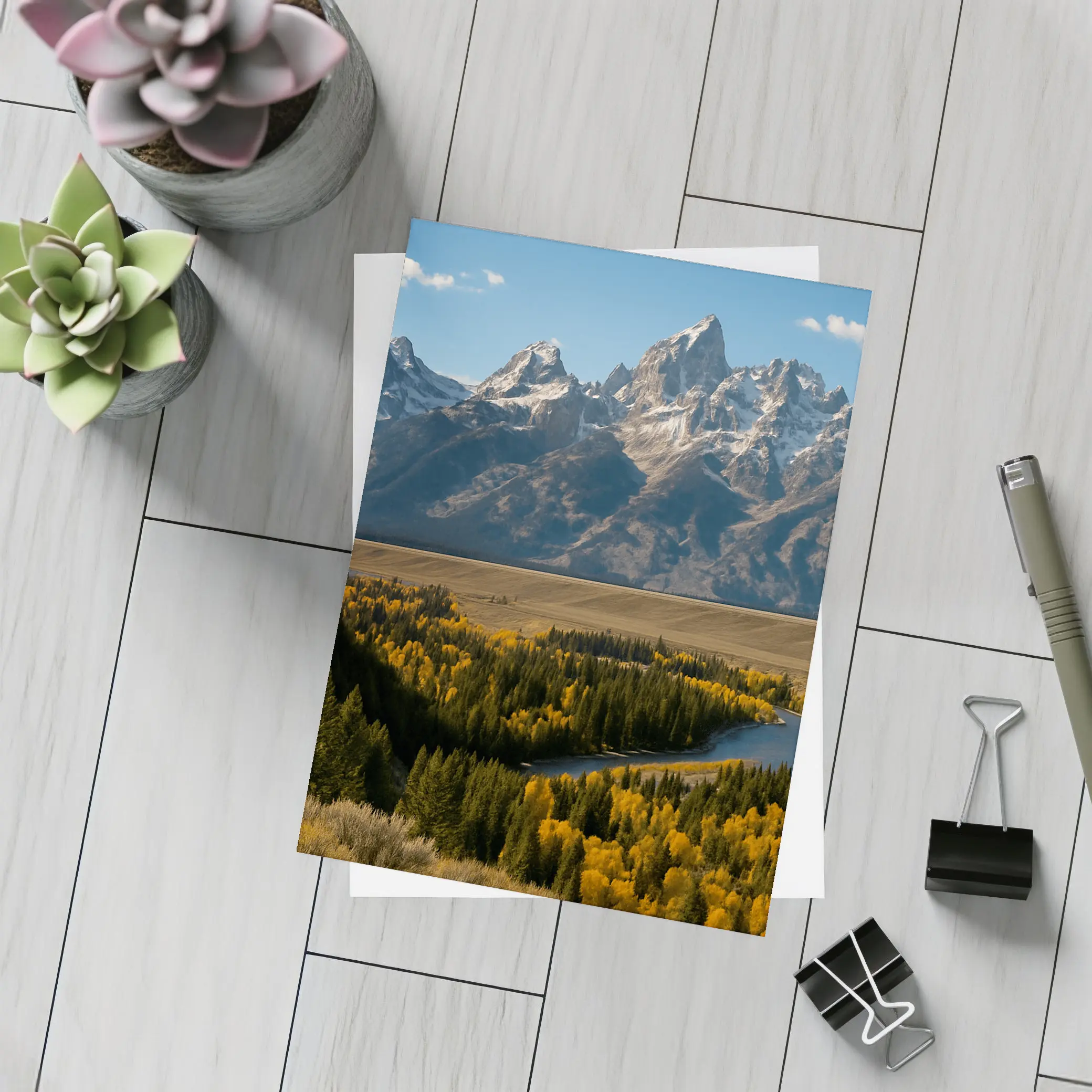 Grand Teton Mountains Snake River Autumn Valley – Postcards